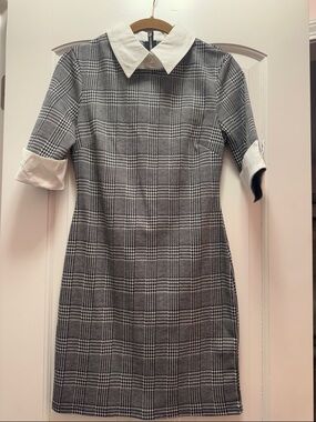 NEED GONE -Kingston Black & White Plaid Mini Dress with White Collar